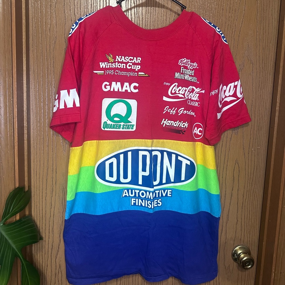 Men’s Vintage 1998 NASCAR Jeff Gordon Dupont T-Shirt Chase Racewear Rainbow XL - Picture 1 of 10